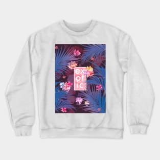 Exotic floral collage with purple palma and flwers Crewneck Sweatshirt